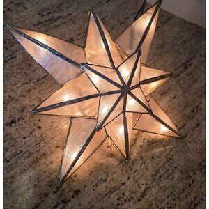 Capiz Shell Christmas Star Beautiful 10” Multi Layer Tree Topper Cozy Light